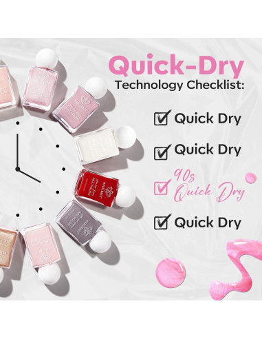 Esmalte de Uñas Rosa Brillante Modelones 15ml Secado Rápido