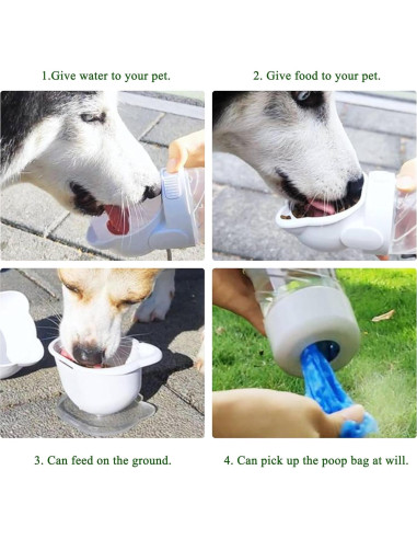 Botella de Agua 3 en 1 HAIPIMAO para Mascotas Verde 350ml