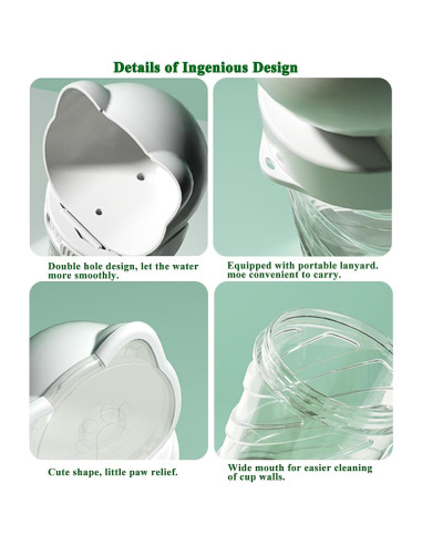 Botella de Agua 3 en 1 HAIPIMAO para Mascotas Verde 350ml