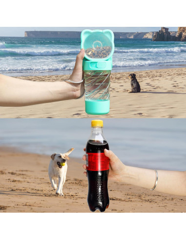 Botella de Agua 3 en 1 HAIPIMAO para Mascotas Verde 350ml