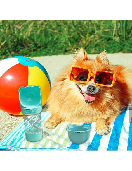 Botella de Agua 3 en 1 HAIPIMAO para Mascotas Verde 350ml