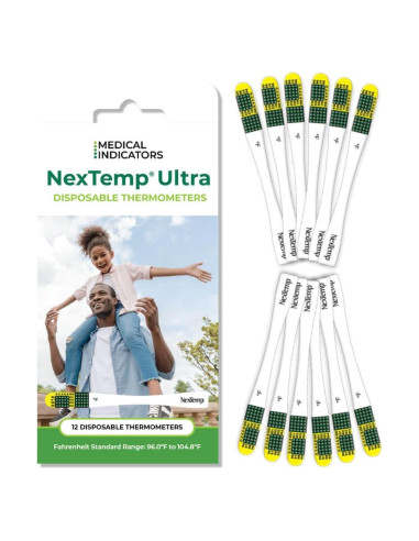 Termómetros Desechables NexTemp Ultra - Paquete de 12 - Alta Precisión