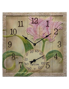 Reloj y termómetro de resina Taylor 35.56 cm Rosa