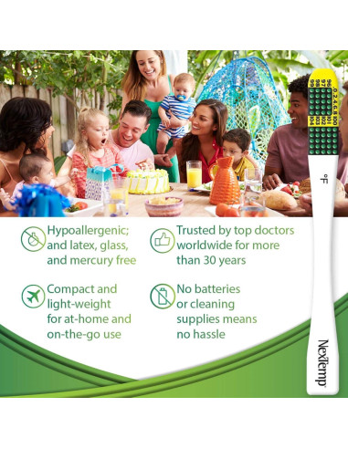 Termómetros Desechables NexTemp Ultra - Paquete de 12 - Alta Precisión