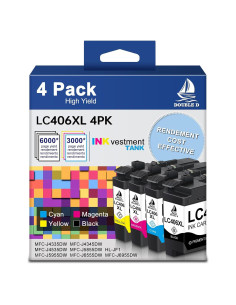 Cartuchos de tinta DOUBLE D LC406XL compatibles Brother 4 Pack
