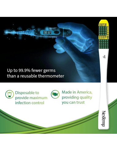 Termómetros Desechables NexTemp Ultra - Paquete de 12 - Alta Precisión