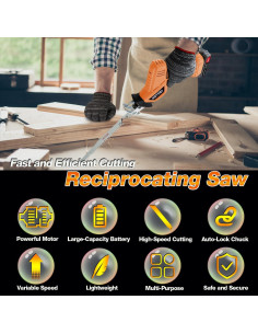 Sierra Recíproca Inalámbrica Hotoby 2 Baterías 8 Cuchillas 2