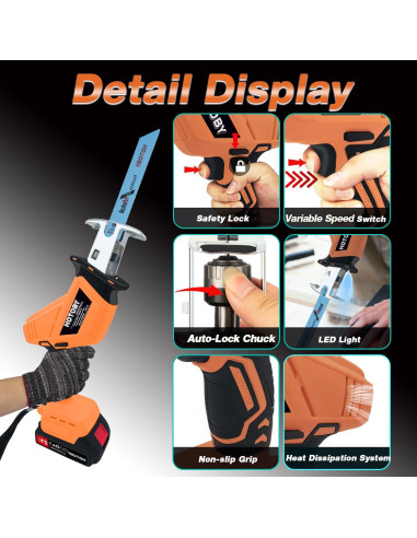 Sierra Recíproca Inalámbrica Hotoby 2 Baterías 8 Cuchillas