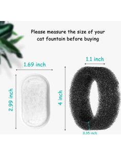 Filtros de agua para gatos Monsin - Paquete de 4 filtros y esponjas 2