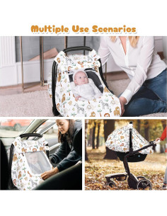 Funda para Asiento de Coche Bebé Animales - Invierno, Doble Capa 2