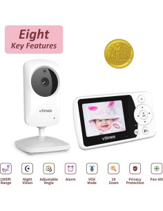 Monitor de Bebé VTimes HB31-NC 2.4" con Visión Nocturna 2