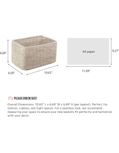 Cesta de Almacenamiento de Cuerda de Algodón R RUNKA 27x17x17 cm Beige 2