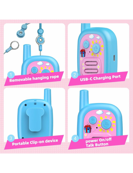 Walkie Talkies Recargables para Niños WITPAW 3 KM Azul