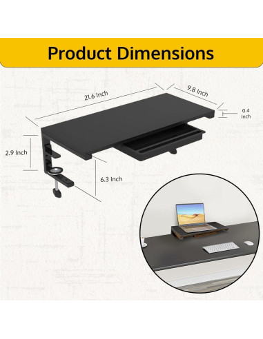 Soporte Elevador de Monitor Ergonómico ThriveHive con Cajón - Negro