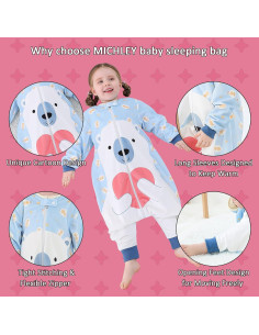 Saco de Dormir MICHLEY para Bebé Oso 1-3 Años Manga Larga 2