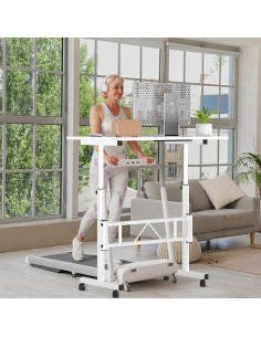 Escritorio de Pie Ajustable Autex AT-SD-Blanco 80x40 cm 2