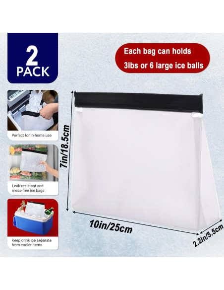 2PCS Bolsa de Almacenamiento de Hielo Reutilizable USEDGDIG 25x18.5 cm