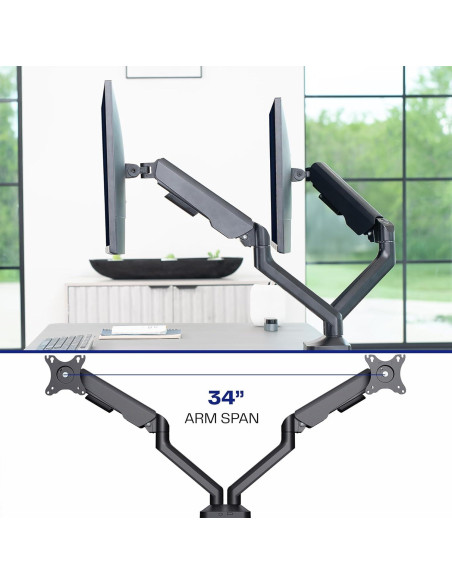 Soporte de Monitor Doble VIVO STAND-V200O hasta 35" Negro