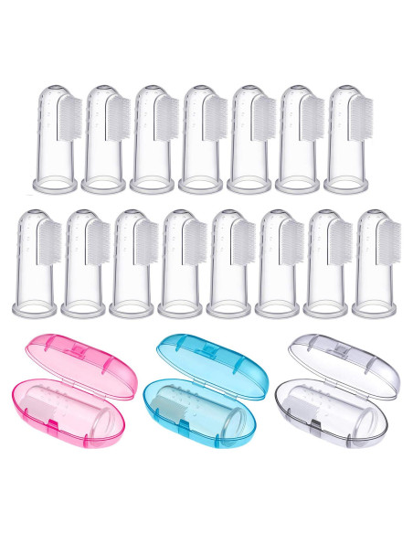 Boao 18 Cepillos de Dedo para Bebés con Estuche - Silicona