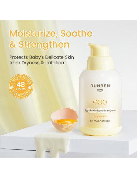 Crema Hidratante Facial RUNBEN Bebé 50g - Aceite de Yema de Huevo
