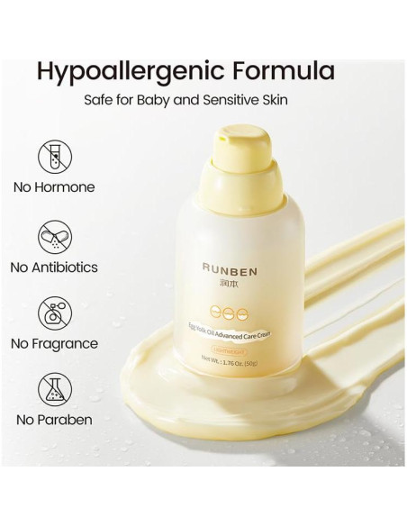 Crema Hidratante Facial RUNBEN Bebé 50g - Aceite de Yema de Huevo