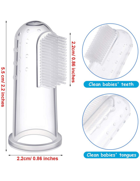 Boao 18 Cepillos de Dedo para Bebés con Estuche - Silicona