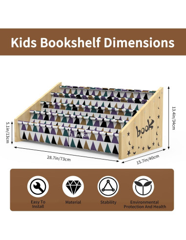 Estantería infantil de madera Kjlwb 4 niveles 72.9x31.8x39.9cm