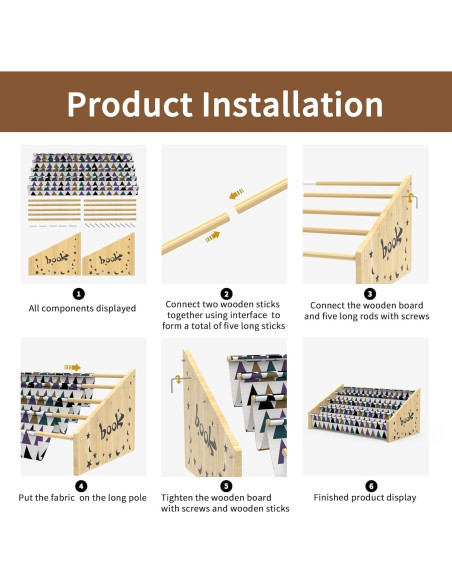 Estantería infantil de madera Kjlwb 4 niveles 72.9x31.8x39.9cm Estantería infantil de madera Kjlwb 4 niveles 72.9x31.8x39.9cm