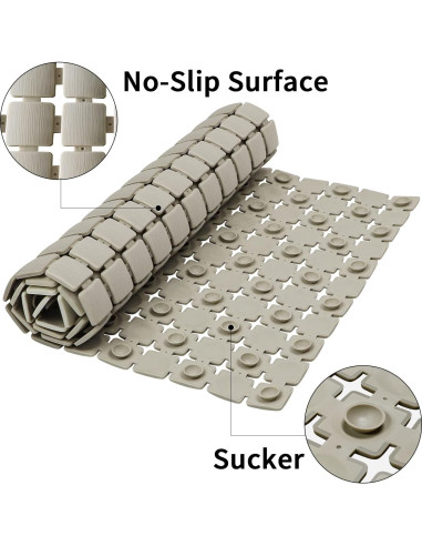 Alfombra de Ducha Antideslizante BEMISO 85x40 cm Beige