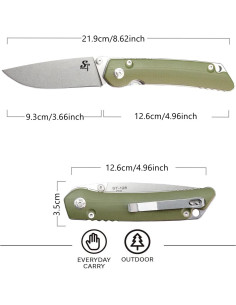 Cuchillo Plegable Sitivien ST128 D2 Mango G10 Verde Militar 2