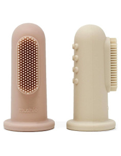 Cepillo de Dedo para Bebé Mushie 2-Pack Silicona Suave