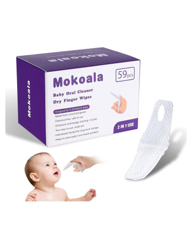 Cepillo de Dedo para Bebé Mokoala - 59 Toallitas Desechables
