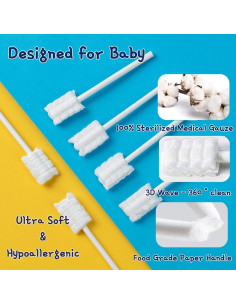 Limpiador Oral para Bebés Little Fox 60 Pcs + 2 Cepillos de Dedo 2