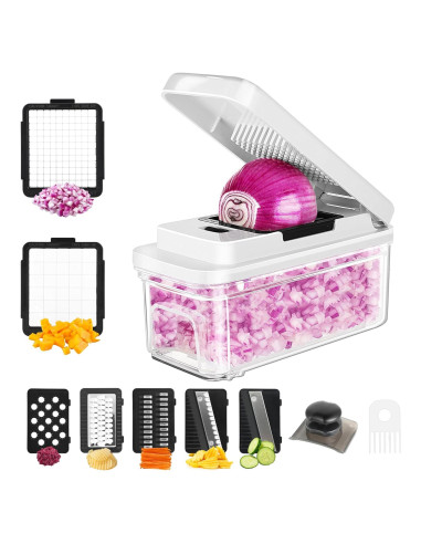 Picador de Verduras ZABINS 7 Cuchillas 900mL Blanco