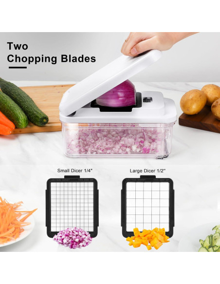 Picador de Verduras ZABINS 7 Cuchillas 900mL Blanco Picador de Verduras ZABINS 7 Cuchillas 900mL Blanco