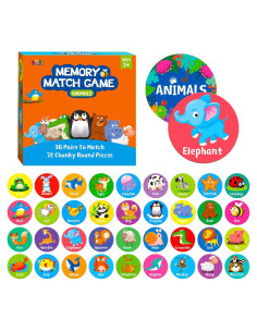 Juego de Memoria de Animales SpriteGru - 72 Tarjetas para Niños