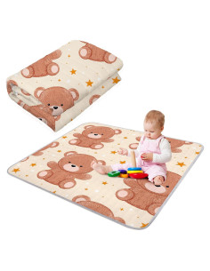 Alfombra de Juego Boho Funtery 109x109 cm Oso Lavable Antideslizante