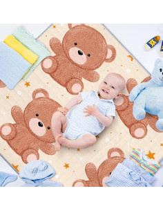 Alfombra de Juego Boho Funtery 109x109 cm Oso Lavable Antideslizante 2