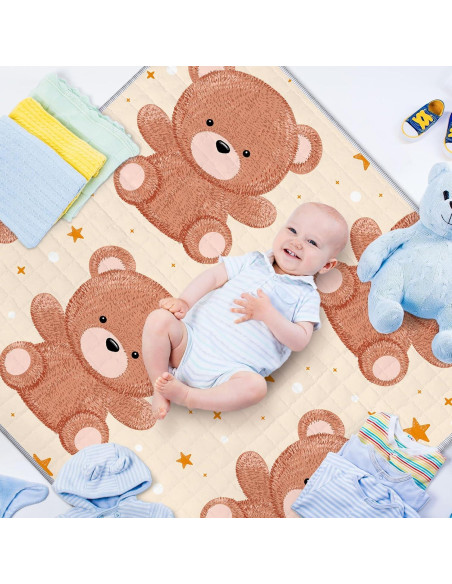 Alfombra de Juego Boho Funtery 109x109 cm Oso Lavable Antideslizante