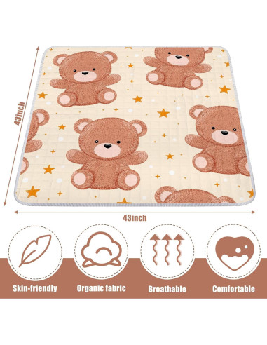 Alfombra de Juego Boho Funtery 109x109 cm Oso Lavable Antideslizante