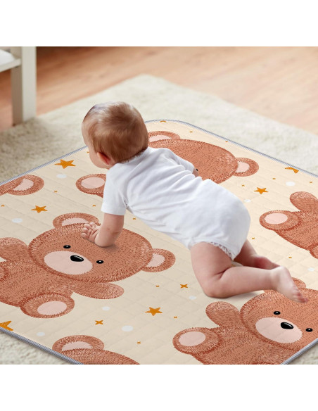 Alfombra de Juego Boho Funtery 109x109 cm Oso Lavable Antideslizante