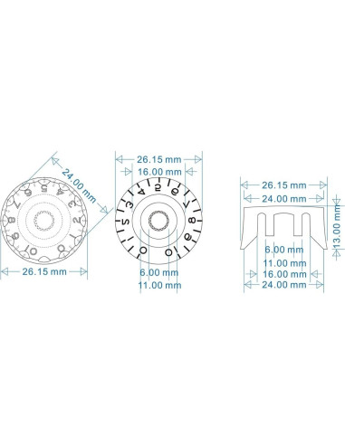 4 Perillas de Guitarra Eléctrica Marrón XIYANGJUAN 6mm