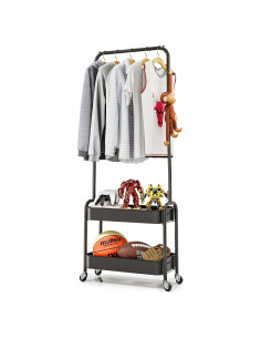 Perchero con Ruedas KINGRACK para Niños, Negro, 148.6 cm