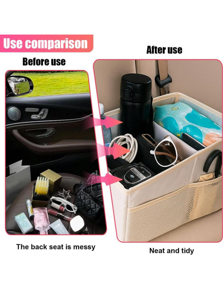 Organizador de Asiento de Coche ZIMISI Beige 24x32cm Plegable