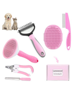 Kit de Cepillos para Perros 6 Pcs Lanswood Rosa