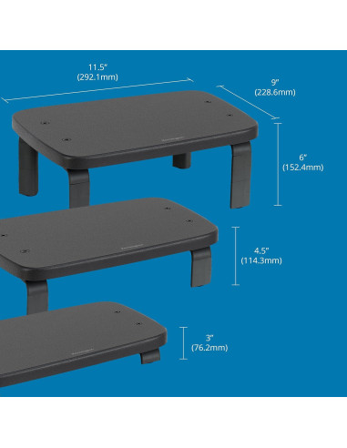 Soporte para Monitor Ergonómico Kensington SmartFit Negro 31.1x5.7x12.1cm