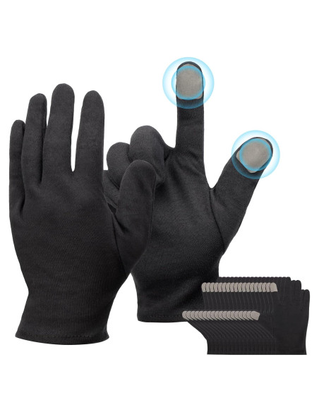 Guantes de Algodón Negros ENPOINT - 10 Pares Hidratantes