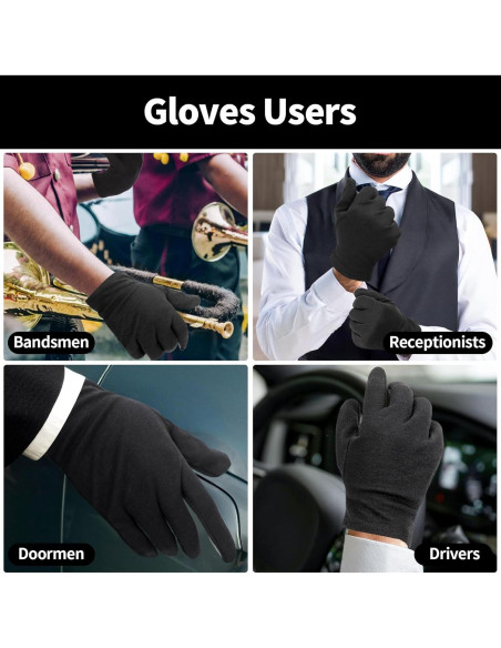 Guantes de Algodón Negros ENPOINT - 10 Pares Hidratantes