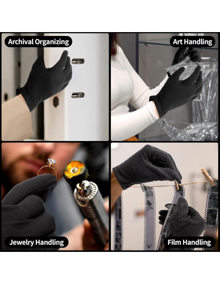 Guantes de Algodón Negros ENPOINT - 10 Pares Hidratantes