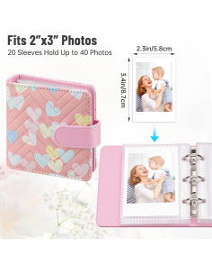 Paquete de 2 Álbumes de Fotos Mini Aphlos 40 Páginas Corazón 2